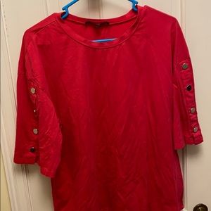 Magenta top with button sleeve detail